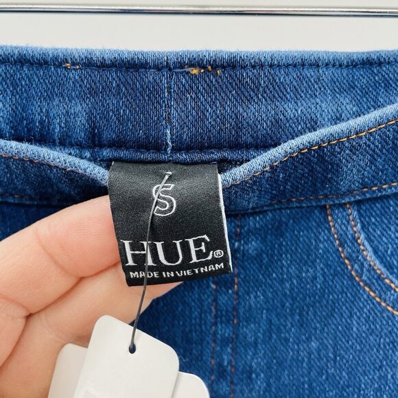 Hue Womens Size Small Mid-Rise Pull-On Denim Capri Leggings in Medium Wash $40 - Picture 7 of 10